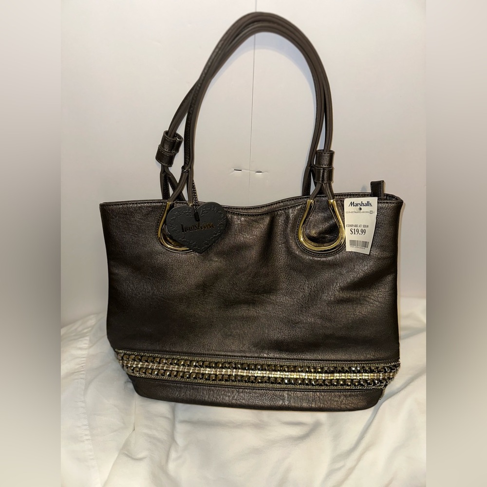 Faux Leather Tote Bag (Pewter)